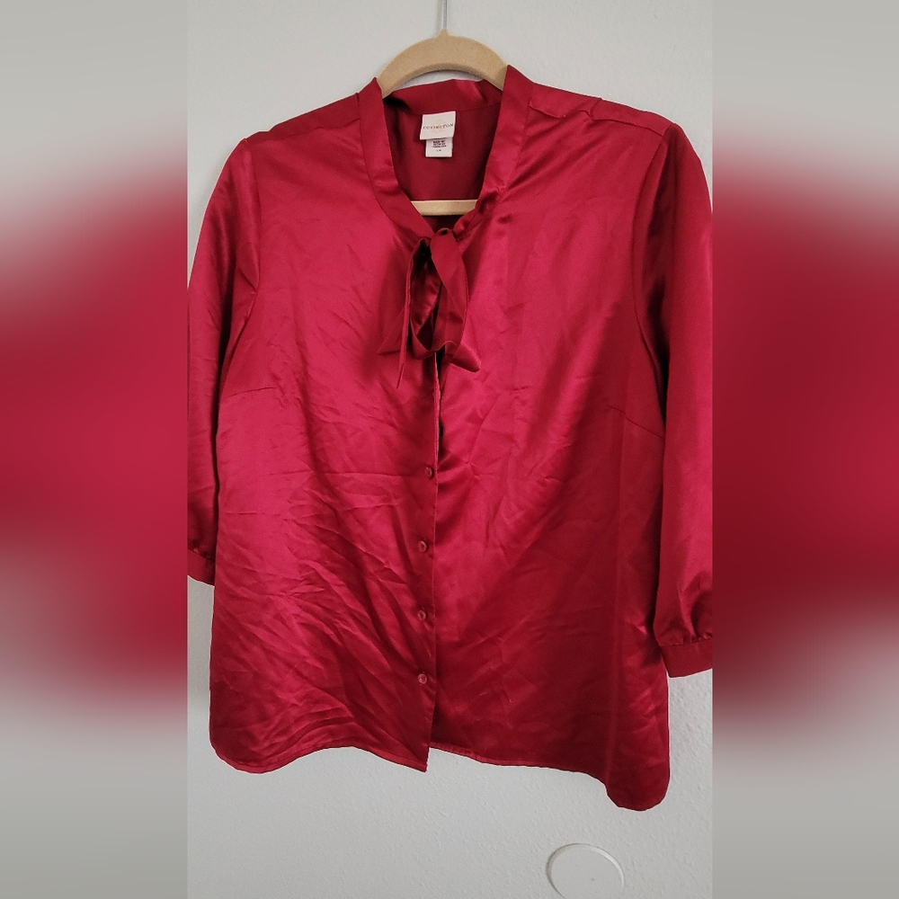 Elegant Red Satin Blouse